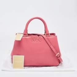 Pre Owned MICHAEL Michael Kors Coral Pink Leather Medium Florence Satchel