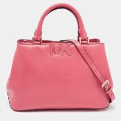 Michael Kors Hudson Leather Large Satchel in Fuschia Pink : :  Shoes & Handbags