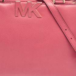 Pre Owned MICHAEL Michael Kors Coral Pink Leather Medium Florence Satchel
