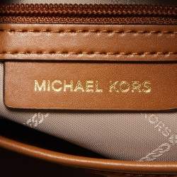 Pre Owned Michael Kors Brown Signature Coated Canvas Medium Alanis Bucket Bag