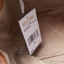 Pre Owned Michael Kors Brown Signature Coated Canvas Medium Alanis Bucket Bag