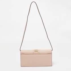 Pre Owned MICHAEL Michael Kors Dusty Pink Leather Studded Tina Ballet Clutch Bag