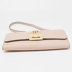 Pre Owned MICHAEL Michael Kors Dusty Pink Leather Studded Tina Ballet Clutch Bag