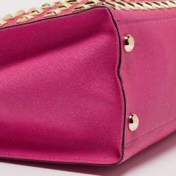 مملوكة مسبقًا حقيبة يد توتس مايكل مايكل كورس هاميلتون نورث ساوث جلد وردي مرصعة كبيرة