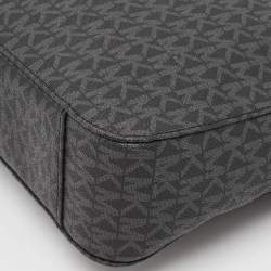 Michael Kors Black Signature Coated Canvas and Leather Large Jet Set Travel Messenger Bag