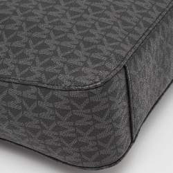 Michael Kors Black Signature Coated Canvas and Leather Large Jet Set Travel Messenger Bag