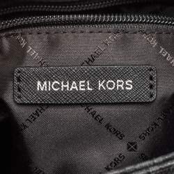 Michael Kors Black Signature Coated Canvas and Leather Large Jet Set Travel Messenger Bag