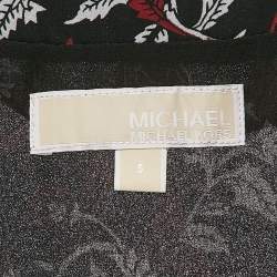 MICHAEL Michael Kors Black Floral Print Crepe Wrap Dress S