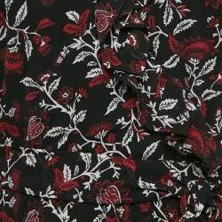 MICHAEL Michael Kors Black Floral Print Crepe Wrap Dress S