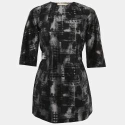 Michael Kors Black/Grey Abstract Jacquard Tunic Top S