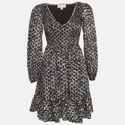 MICHAEL Michael Kors Black Broderie Anglaise Cotton Smocked Mini Dress XXS