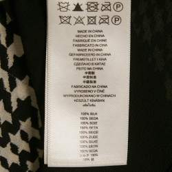 MICHAEL Michael Kors Black  Houndstooth Printed Silk Zip Front Top XS