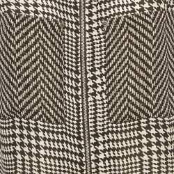 MICHAEL Michael Kors Black  Houndstooth Printed Silk Zip Front Top XS