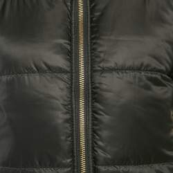 Pre Owned MICHAEL Michael Kors Black/Gold Metallic Logo Ciré Reversible Puffer Jacket XS