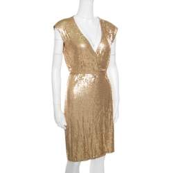 Michael Michael Kors Gold Sequined Wrap Dress S MICHAEL Michael Kors | TLC