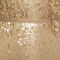 Pre Owned Michael Michael Kors Gold Sequined Wrap Dress S