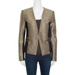 Michael Michael Kors Gold Contrast Paneled Embellished Front Open Blazer M MICHAEL  Michael Kors | TLC