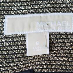 Michael Michael Kors Gold Contrast Paneled Embellished Front Open Blazer M