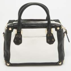 مملوكة مسبقًا MICHAEL Michael Kors White/Black Leather Small Taryn Satchel