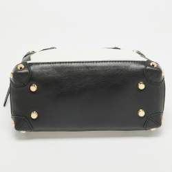 مملوكة مسبقًا MICHAEL Michael Kors White/Black Leather Small Taryn Satchel