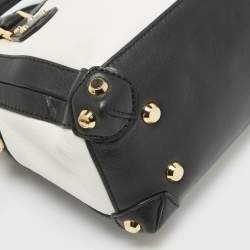مملوكة مسبقًا MICHAEL Michael Kors White/Black Leather Small Taryn Satchel