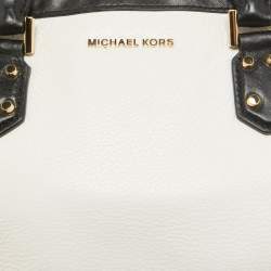 مملوكة مسبقًا MICHAEL Michael Kors White/Black Leather Small Taryn Satchel