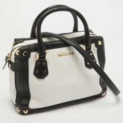 مملوكة مسبقًا MICHAEL Michael Kors White/Black Leather Small Taryn Satchel
