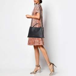 Pre Owned MICHAEL Michael Kors Black Saffiano Leather Portia Top Handle Bag