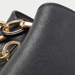 Pre Owned MICHAEL Michael Kors Black Saffiano Leather Portia Top Handle Bag