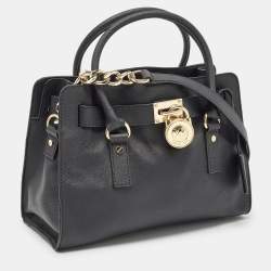 MICHAEL Michael Kors Black Leather Medium Hamilton East West Satchel