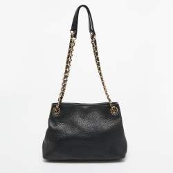 MICHAEL Michael Kors Black Pebbled Leather Chain Shoulder Bag