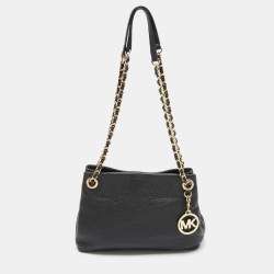 MICHAEL Michael Kors Black Pebbled Leather Chain Shoulder Bag