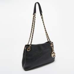 MICHAEL Michael Kors Black Pebbled Leather Chain Shoulder Bag