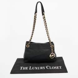 MICHAEL Michael Kors Black Pebbled Leather Chain Shoulder Bag