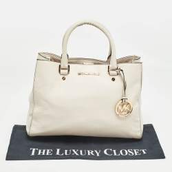 MICHAEL Michael Kors Off White Leather Middle Zip Tote