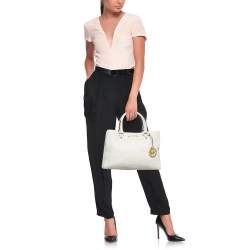 MICHAEL Michael Kors Off White Leather Middle Zip Tote