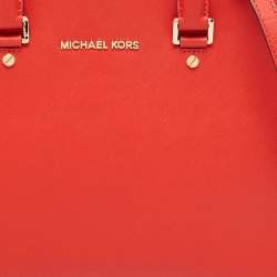 Pre Owned MICHAEL Michael Kors Red Saffiano Leather Large Selma Tote