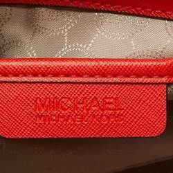 Pre Owned MICHAEL Michael Kors Red Saffiano Leather Large Selma Tote