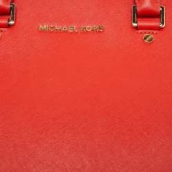 Pre Owned MICHAEL Michael Kors Red Saffiano Leather Large Selma Tote
