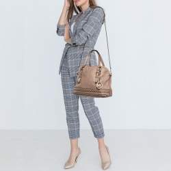 Pre Owned MICHAEL Michael Kors Beige Leather Gladstone Satchel