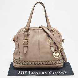 Pre Owned MICHAEL Michael Kors Beige Leather Gladstone Satchel