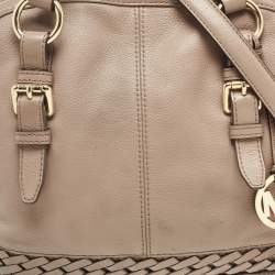 Pre Owned MICHAEL Michael Kors Beige Leather Gladstone Satchel