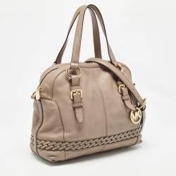 Pre Owned MICHAEL Michael Kors Beige Leather Gladstone Satchel