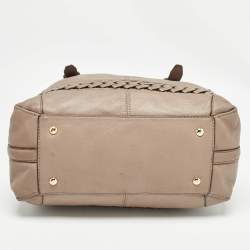 Pre Owned MICHAEL Michael Kors Beige Leather Gladstone Satchel