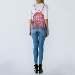MICHAEL Michael Kors Pink Signature Coated Canvas and Leather Backpack