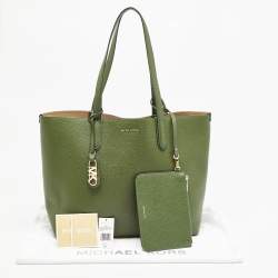 Pre Owned MICHAEL Michael Kors Green Leather XL East West Eliza Tote