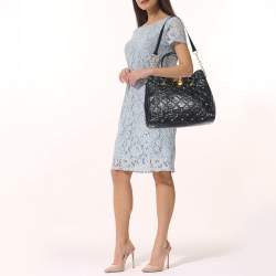 Pre Owned MICHAEL Michael Kors Black Leather Large Studded Hamilton North South Tote