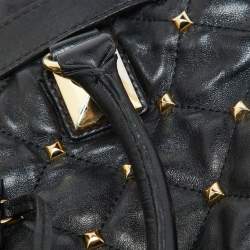 Pre Owned MICHAEL Michael Kors Black Leather Large Studded Hamilton North South Tote