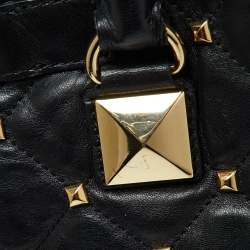 Pre Owned MICHAEL Michael Kors Black Leather Large Studded Hamilton North South Tote