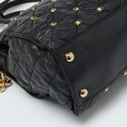 Pre Owned MICHAEL Michael Kors Black Leather Large Studded Hamilton North South Tote